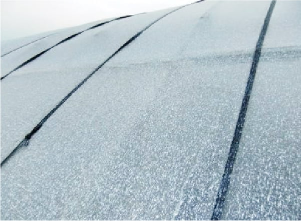 ホワイトクールを噴霧して白くコーティングされた農業用ハウスの屋根