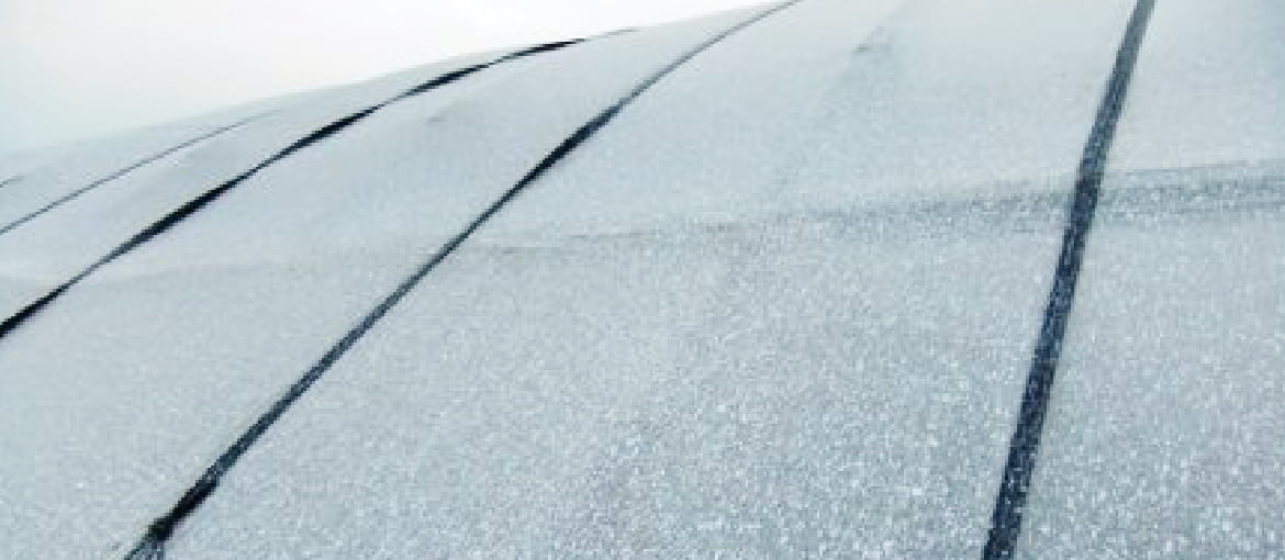 ホワイトクールを使用してハウスの高温対策をした様子